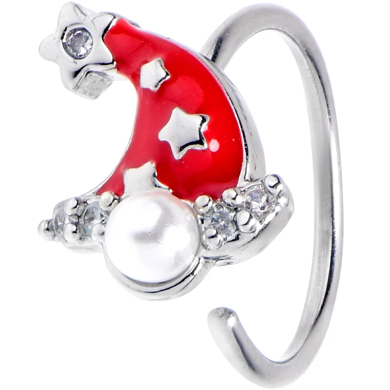 Nose Rings for Chic Look -20 Gauge 5/16 Clear Gem Santa Hat Stars Red Nosed Hoop