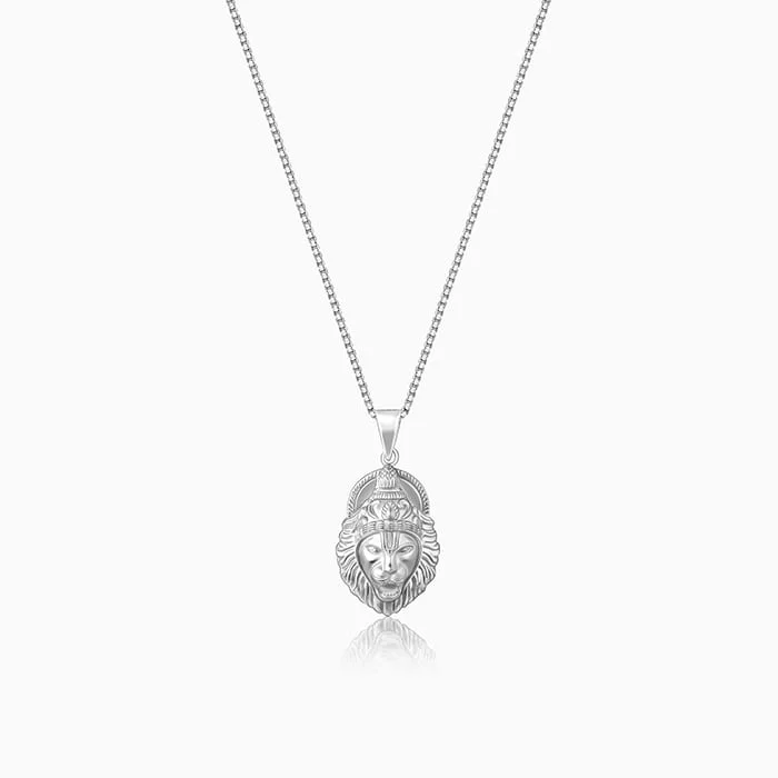 Exclusive Men's Necklaces & Pendants for the Modern Gentleman-Silver Ugra Narasimha Pendant with Link Chain For Him Exclusive Men's Necklaces & Pendants for the Modern Gentleman-Silver Ugra Narasimha Pendant with Link Chain For Him