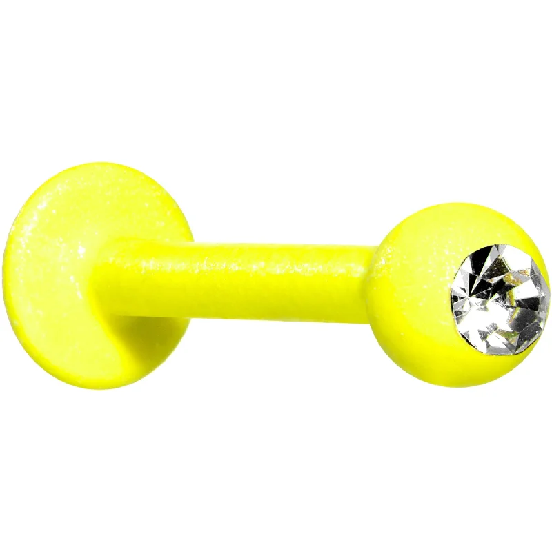 Designer Lip Rings for Fashion-Forward Women16 Gauge 3/8 Clear Gem Yellow Glow In The Dark Effect Labret Monroe
