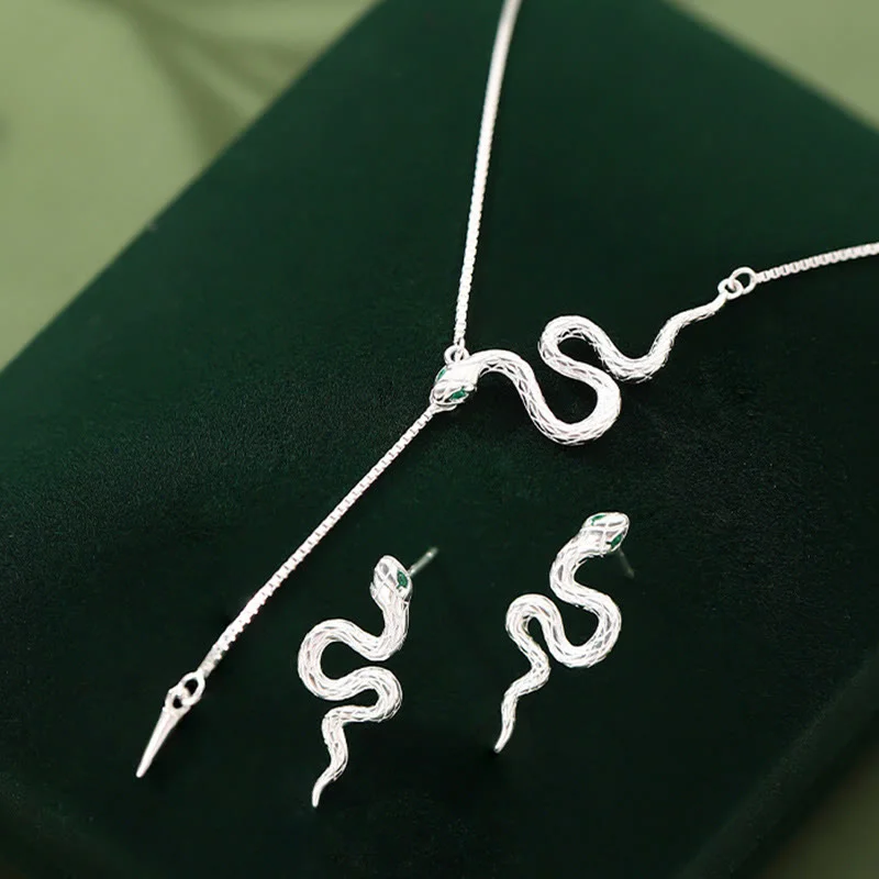 Shop Classic Women's Necklaces & Pendants with a Modern Twist-Buddha Stones 925 Sterling Silver Year of the Snake Balance Necklace Pendant Earrings Set Shop Classic Women's Necklaces & Pendants with a Modern Twist-Buddha Stones 925 Sterling Silver Year of the Snake Balance Necklace Pendant Earrings Set