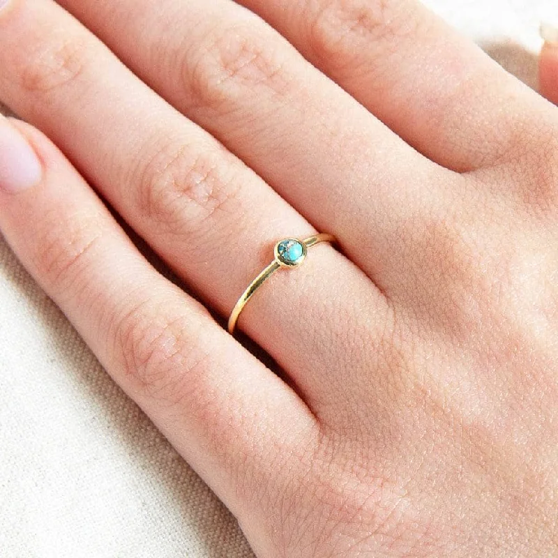 Chic Women's Rings for Fashion-Forward Looks-Natural Genuine Turquoise Silver or Gold Ring