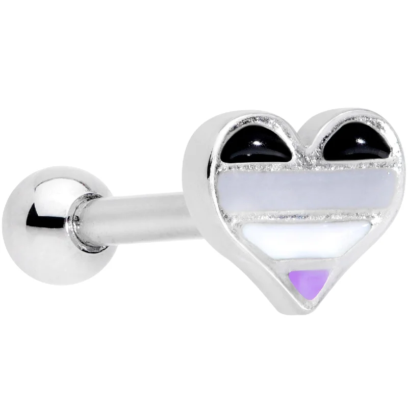 Women's Earrings – Elegant Designs for Every Personality--16 Gauge 1/4 Asexual Pride Heart Cartilage Tragus Earring