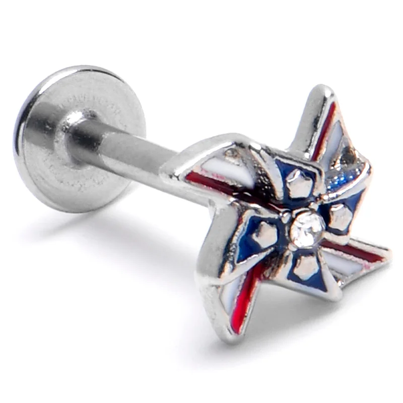 Modern Lip Rings for Fashion Lovers16 Gauge 5/16 Clear Gem Festive Patriot Pinwheel Labret Monroe Tragus