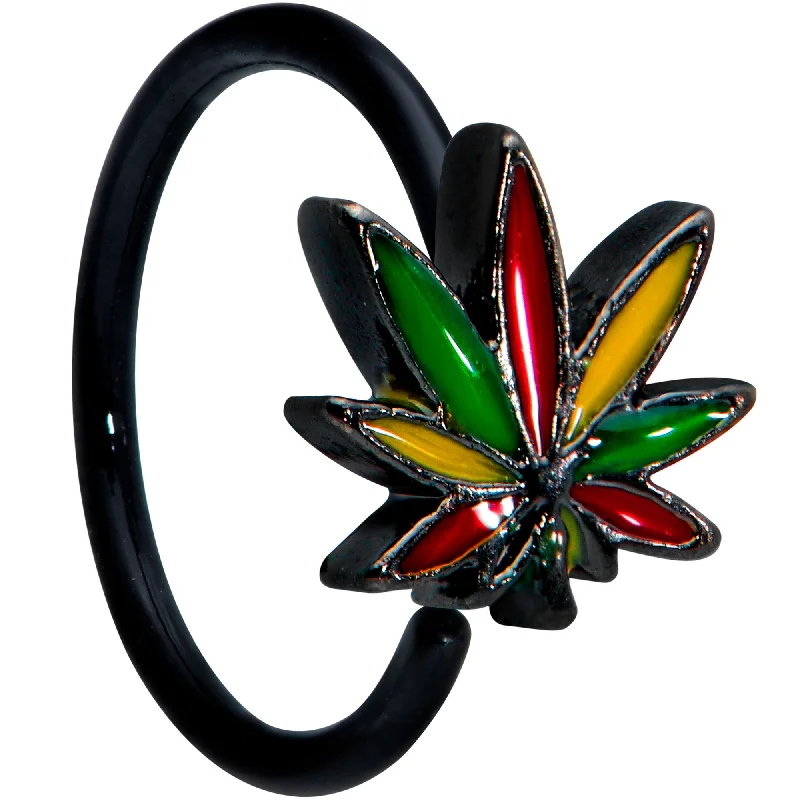 Nose Rings for Classic Fashion with Modern Appeal -20 Gauge 5/16 Black Multicolor Pot Leaf Nose Hoop Nose Rings for Classic Fashion with Modern Appeal -20 Gauge 5/16 Black Multicolor Pot Leaf Nose Hoop
