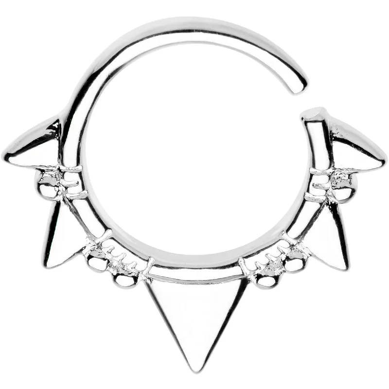 Comfortable and Fashionable Nose Rings -16 Gauge Rhodium Plated Boho Triangles Seamless Circular Ring Comfortable and Fashionable Nose Rings -16 Gauge Rhodium Plated Boho Triangles Seamless Circular Ring
