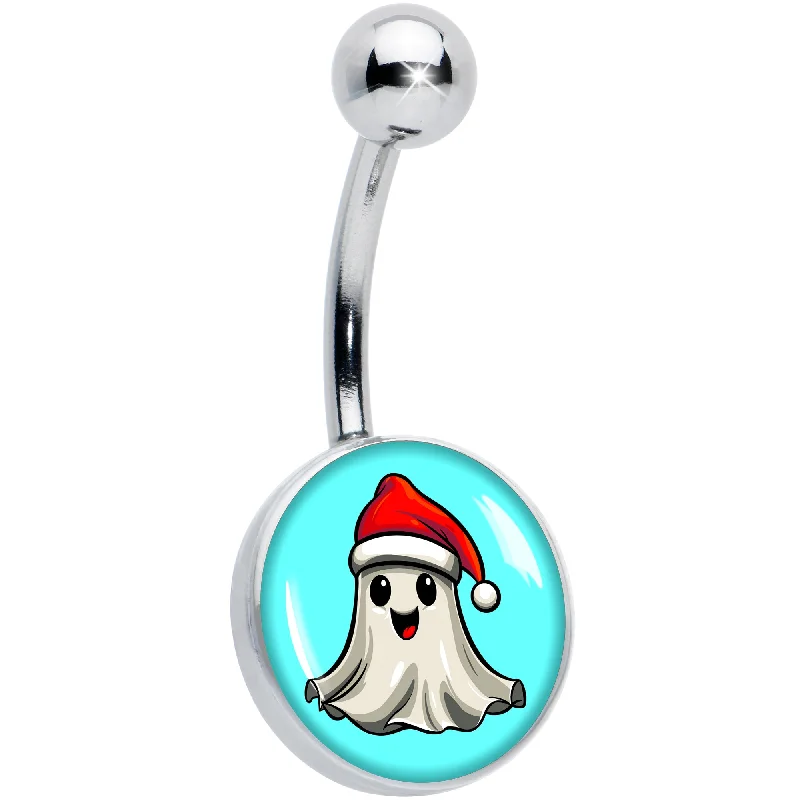 Belly Rings for Fashion Enthusiasts -Holiday Christmas Spirit Ghost Belly Ring