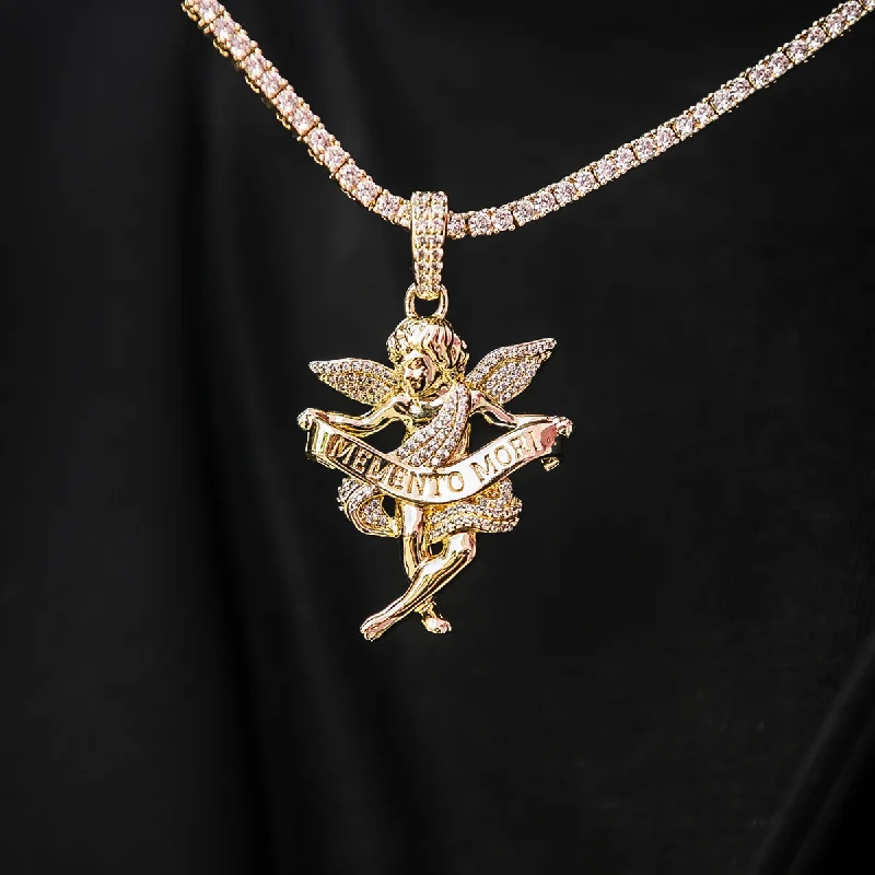 Exclusive Men's Necklaces & Pendants for the Modern Gentleman-Iced Cherub Angel Pendant Exclusive Men's Necklaces & Pendants for the Modern Gentleman-Iced Cherub Angel Pendant