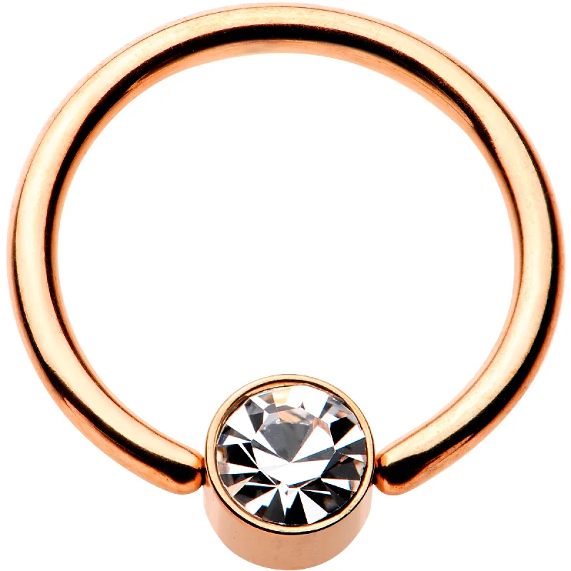 Bold Lip Rings for Statement Fashion14 Gauge 1/2 Clear Gem 5mm Disc Rose Gold IP BCR Captive Ring Bold Lip Rings for Statement Fashion14 Gauge 1/2 Clear Gem 5mm Disc Rose Gold IP BCR Captive Ring