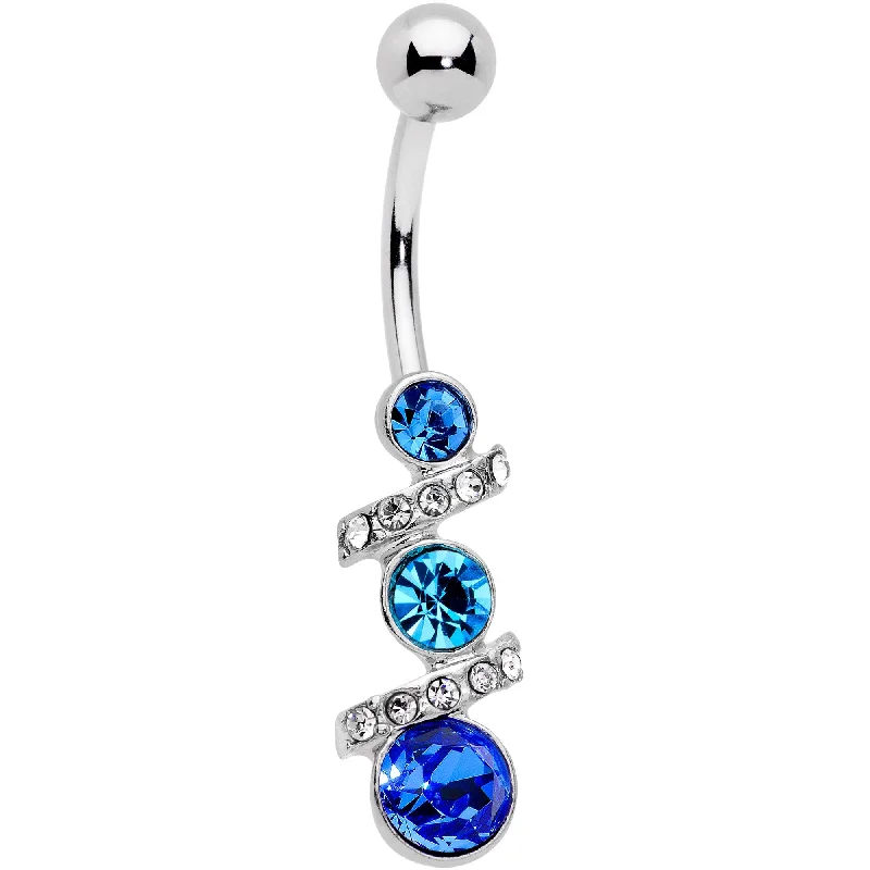 Belly Rings with Beautiful Detailing for Bold Style -Blue Clear Gem Blues For You Trio Dangle Belly Ring Belly Rings with Beautiful Detailing for Bold Style -Blue Clear Gem Blues For You Trio Dangle Belly Ring