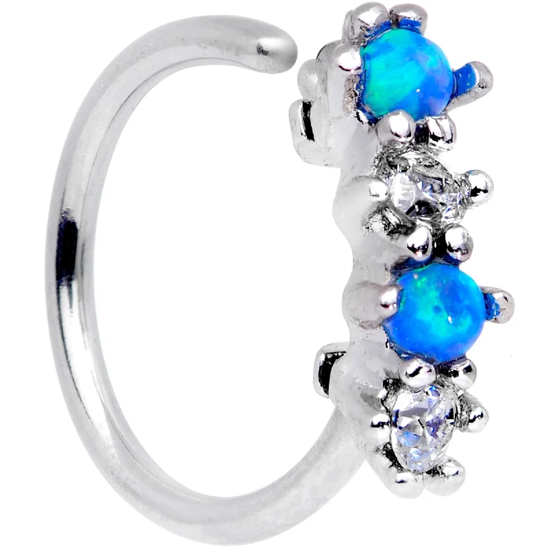 Bold Nose Rings for Trendy Look -20 Gauge 5/16 Blue Synthetic Opal Staccato Seamless Circular Ring Bold Nose Rings for Trendy Look -20 Gauge 5/16 Blue Synthetic Opal Staccato Seamless Circular Ring