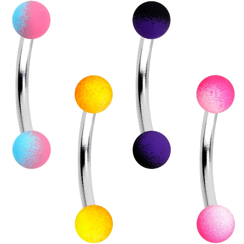 Women's Earrings – Elegant Designs for Every Personality--16 Gauge 5/16 Red Pink Ombre Soft Finish Curved Eyebrow Ring Set of 4