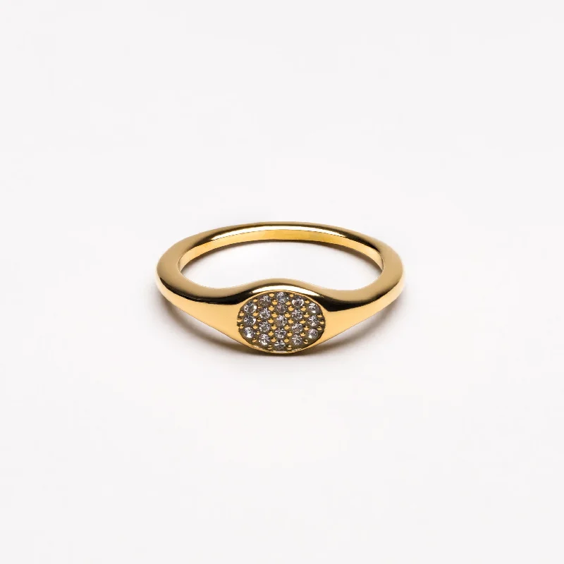 Chic Women's Rings for Fashion-Forward Looks-Sparkling Signet Ring