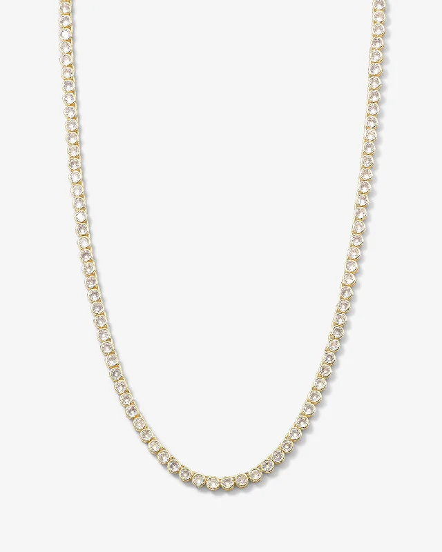 Shop Classic Women's  Necklaces & Pendants with a Modern Twist-Baroness Tennis Necklace 15" - Gold|White Diamondettes