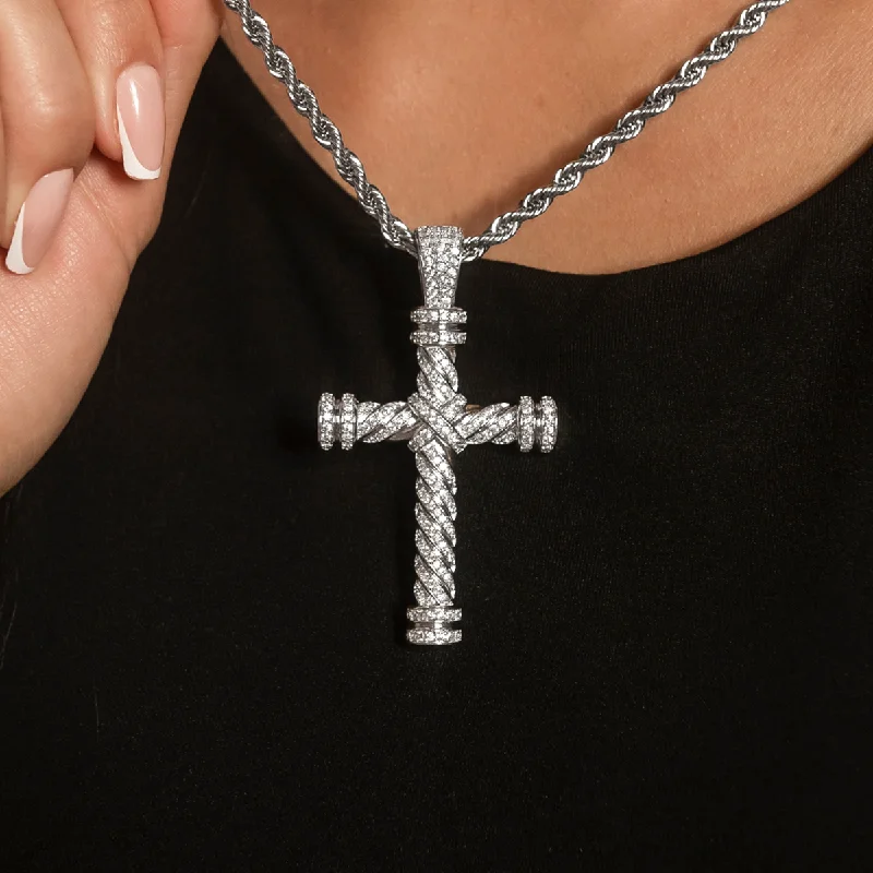 Shop Classic Women's  Necklaces & Pendants with a Modern Twist-Diamond Rope Cross Pendant in White Gold