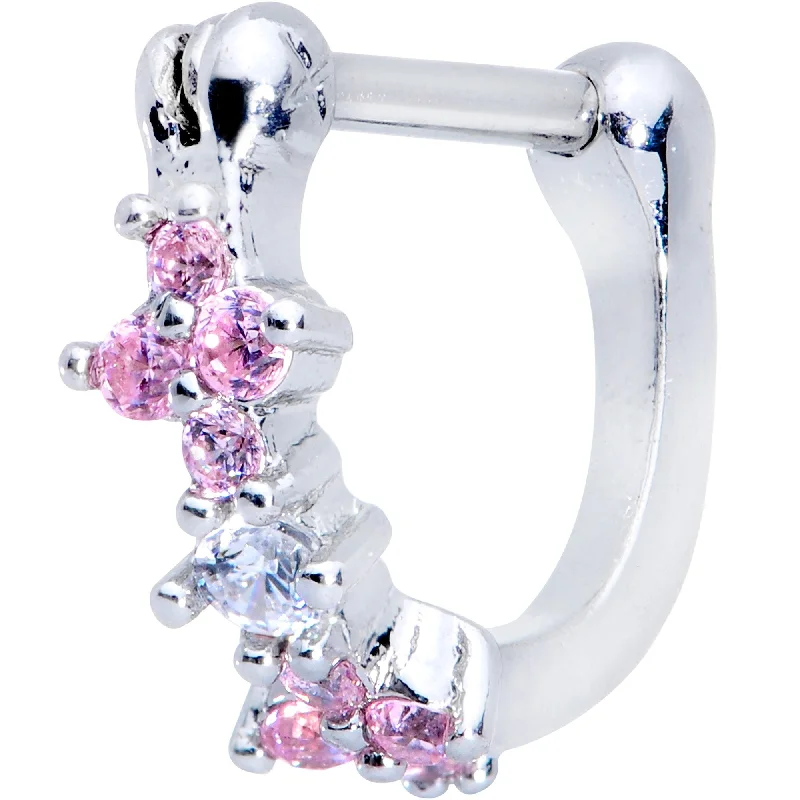 Women's Earrings – Elegant Designs for Every Personality--16 Gauge 1/4 Clear Pink Gem Hinged Cartilage Clicker Women's Earrings – Elegant Designs for Every Personality--16 Gauge 1/4 Clear Pink Gem Hinged Cartilage Clicker