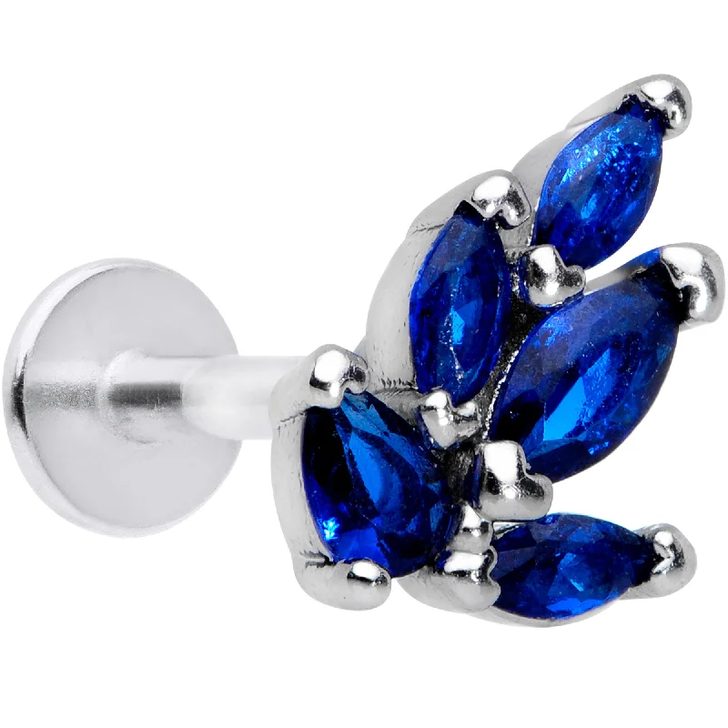 Elegant Lip Rings for Professional Style16 Gauge 5/16 Blue Gem Raindrop Cluster Labret Monroe Tragus