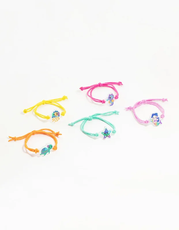 Beautiful Personalized Bangles for Women-Kids Ocean Themed BFF Stretch Bracelets 5-Pack