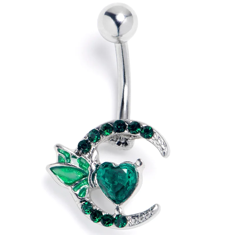 Beautiful Belly Rings for Everyday Glam -Green Gem Butterfly Moon Heart Belly Ring