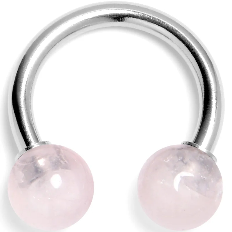 Lip Rings for Fashion-Forward Women14 Gauge 3/8 Pink Crystal Natural Stone Horseshoe Circular Barbell Lip Rings for Fashion-Forward Women14 Gauge 3/8 Pink Crystal Natural Stone Horseshoe Circular Barbell