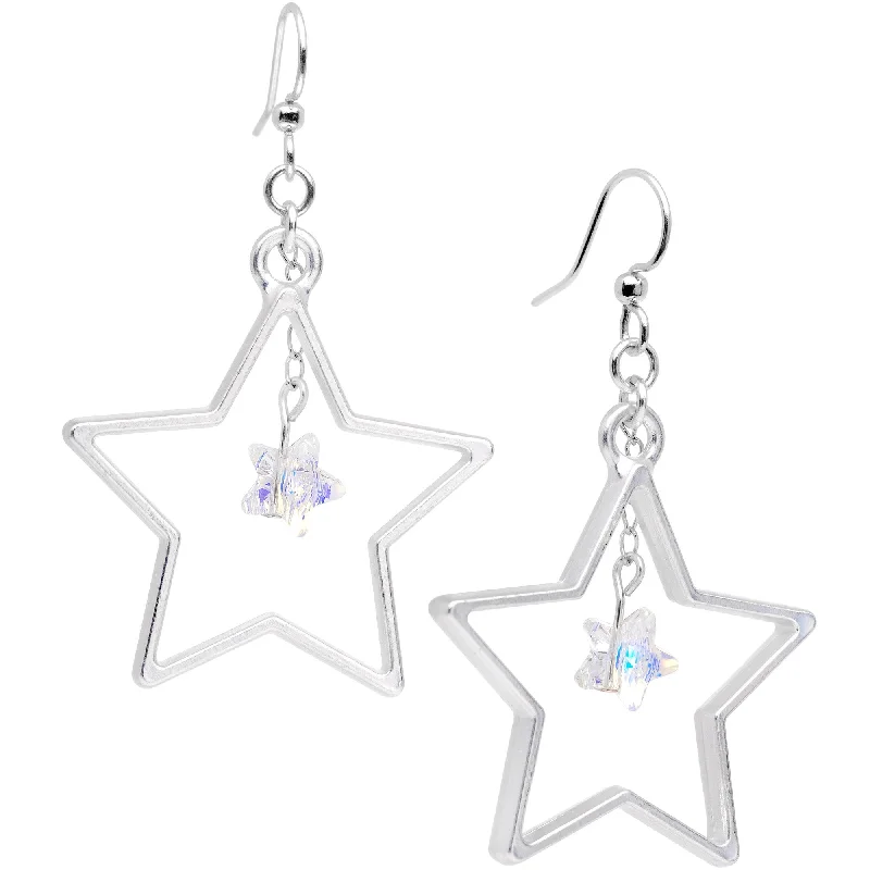 Women's Earrings – Elegant Designs for Every Personality--Handcrafted Big Star Dangle Earrings Created with Crystals