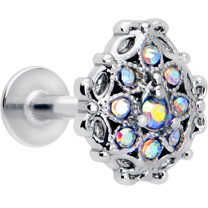 Elegant Lip Rings for Chic Appeal16 Gauge 1/4 Aurora Gem Retro Sunburst Cartilage Labret Elegant Lip Rings for Chic Appeal16 Gauge 1/4 Aurora Gem Retro Sunburst Cartilage Labret