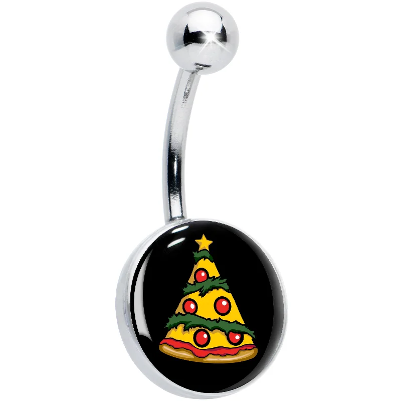Comfortable Belly Rings with Stylish Detailing -Christmas Holiday Pizza Tree Belly Ring Comfortable Belly Rings with Stylish Detailing -Christmas Holiday Pizza Tree Belly Ring
