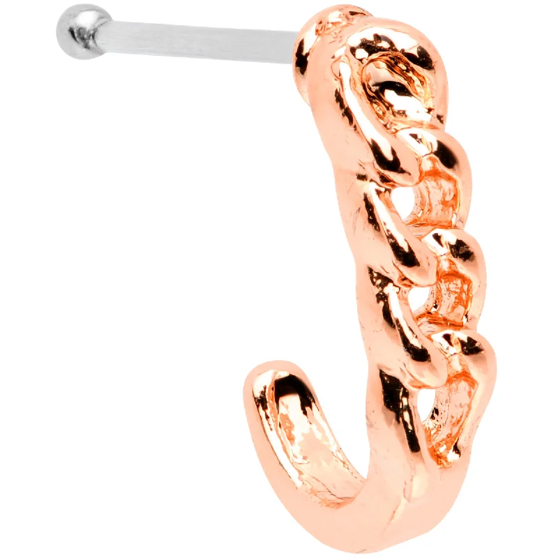 Nose Rings with Filigree Designs -20 Gauge 3/8 Rose Gold Tone Chain Link Faux Hoop Nose Bone Nose Rings with Filigree Designs -20 Gauge 3/8 Rose Gold Tone Chain Link Faux Hoop Nose Bone