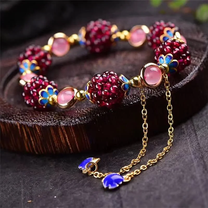 Handcrafted Charm Bracelets for Men-Buddha Stones Tibetan Garnet Calm Bracelet
