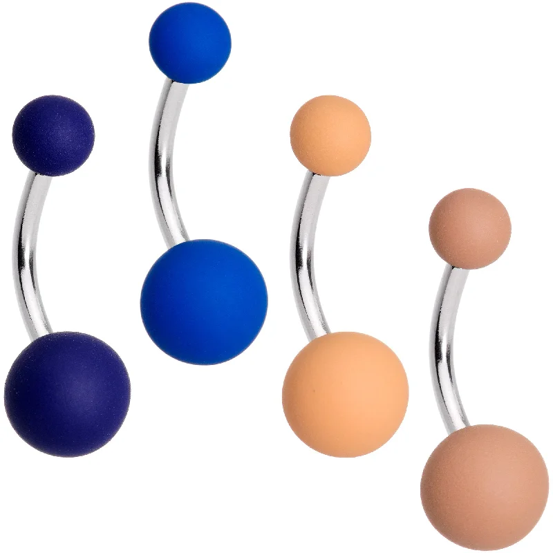 Elegant Belly Rings for Classic Fashion -Subtle Simple Matte Belly Ring Set of 4