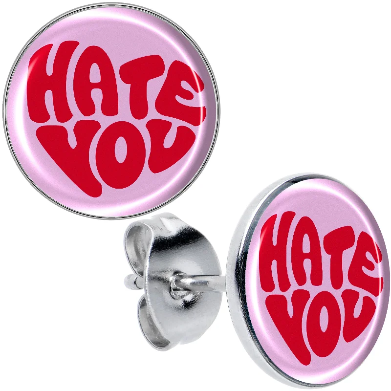 Women's Earrings – Elegant Designs for Every Personality--Retro Text Hate You Stud Earrings
