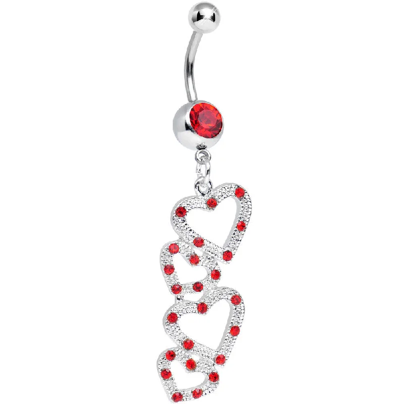 Stunning Belly Rings for Bold Fashion -Red Gem Plenty of Love to Give Hollow Hearts Dangle Belly Ring Stunning Belly Rings for Bold Fashion -Red Gem Plenty of Love to Give Hollow Hearts Dangle Belly Ring