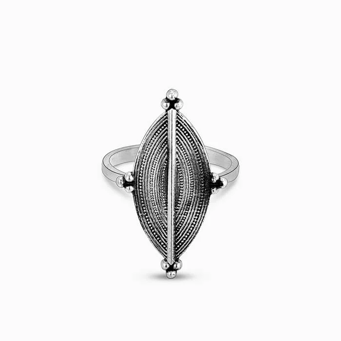 Chic Women's Rings for Fashion-Forward Looks-Oxidised Silver Willow Ring