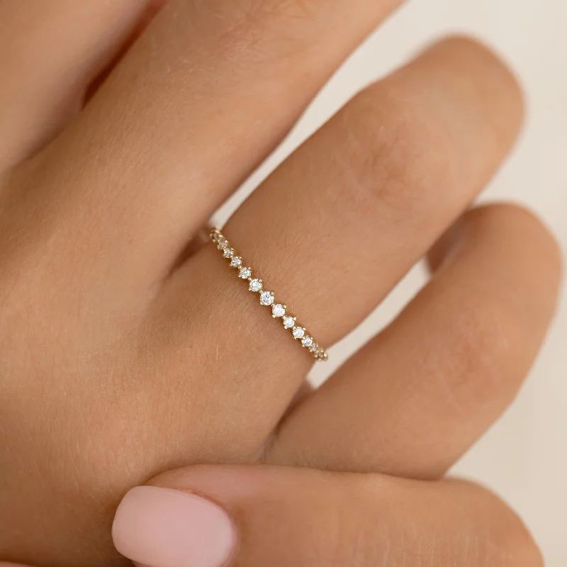 Chic Women's Rings for Fashion-Forward Looks-Graduated Diamond Ring 14k Gold - Ophelia Chic Women's Rings for Fashion-Forward Looks-Graduated Diamond Ring 14k Gold - Ophelia