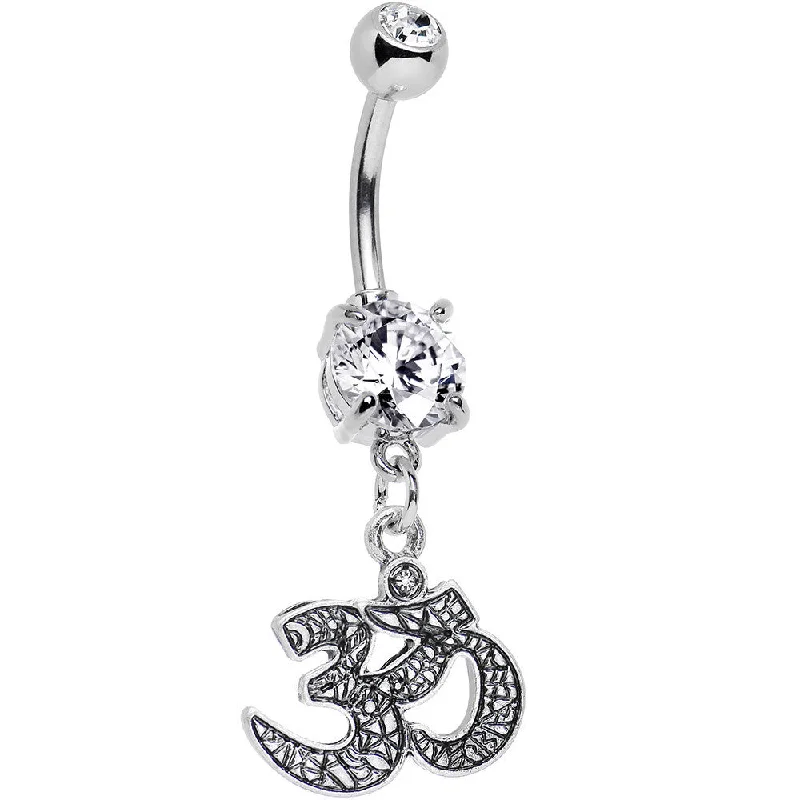 Trendy Belly Rings for Creative Styles -Clear Gem Namaste All Day, Baby Dangle Belly Ring Trendy Belly Rings for Creative Styles -Clear Gem Namaste All Day, Baby Dangle Belly Ring
