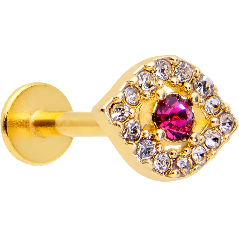 Lip Rings for Creative Piercing Styles16 Gauge 5/16 Clear Pink Gem Gold Tone Open Eye Labret Monroe Tragus