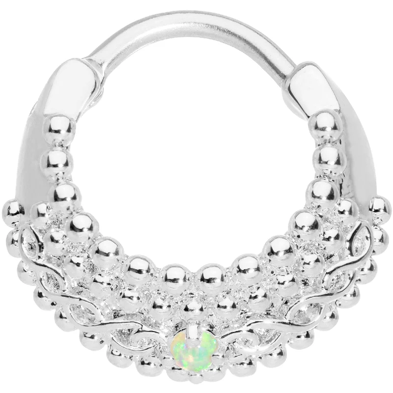 Comfortable and Elegant Nose Rings for All -16 Gauge 3/8 Green Synthetic Opal Hinged Septum Ring Comfortable and Elegant Nose Rings for All -16 Gauge 3/8 Green Synthetic Opal Hinged Septum Ring