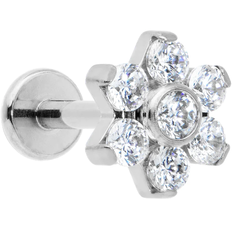 Lip Rings for Unique Personal Style16 Gauge 1/4 Clear CZ Gem G23 Titanium Flower Labret Monroe Tragus Lip Rings for Unique Personal Style16 Gauge 1/4 Clear CZ Gem G23 Titanium Flower Labret Monroe Tragus