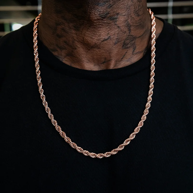 Trendy Bracelets for Men-Rope Chain in Rose Gold- 6mm