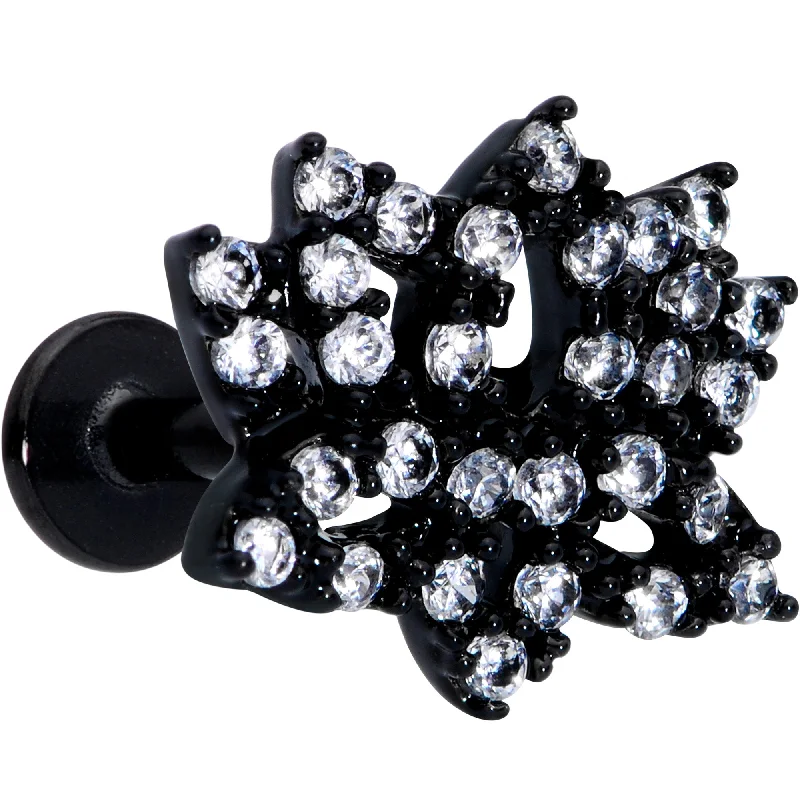 Customizable Lip Rings with Fun Features16 Gauge 5/16 Clear CZ Gem Black Lotus Flower Labret Monroe Tragus