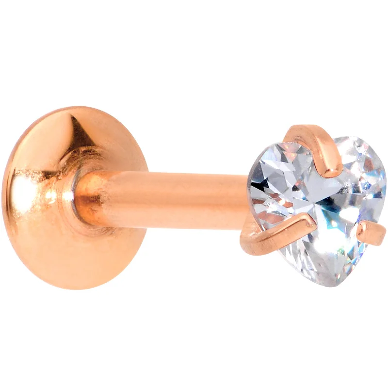 Custom Lip Rings for Personalized Fashion1/4 Clear Heart CZ Rose Gold PVD Internally Threaded Labret Monroe Custom Lip Rings for Personalized Fashion1/4 Clear Heart CZ Rose Gold PVD Internally Threaded Labret Monroe