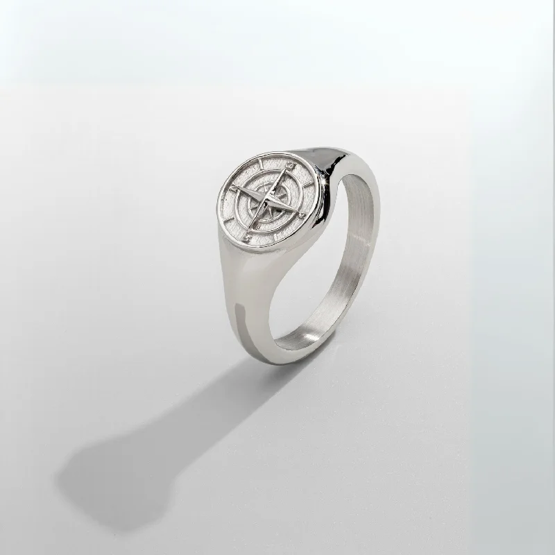 Top Men's Rings – Crafted for Every Style  Compass Signet Ring (Silver)