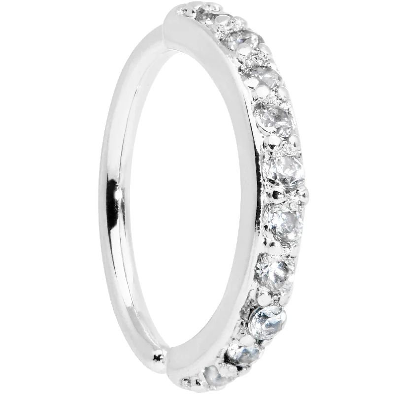 Women's Earrings – Elegant Designs for Every Personality--18 Gauge 5/16 Clear CZ Gem Forward Facing Closure Ring