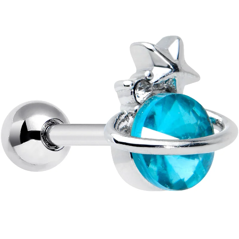 Women's Earrings – Elegant Designs for Every Personality--16 Gauge 1/4 Clear Blue Gem Saturn Star Cartilage Tragus Earring