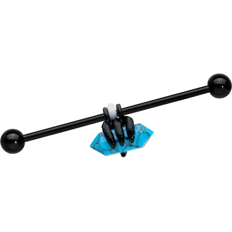 Women's Earrings – Elegant Designs for Every Personality--14 Gauge Blue Turquoise Black Claw Industrial Barbell 38mm Women's Earrings – Elegant Designs for Every Personality--14 Gauge Blue Turquoise Black Claw Industrial Barbell 38mm