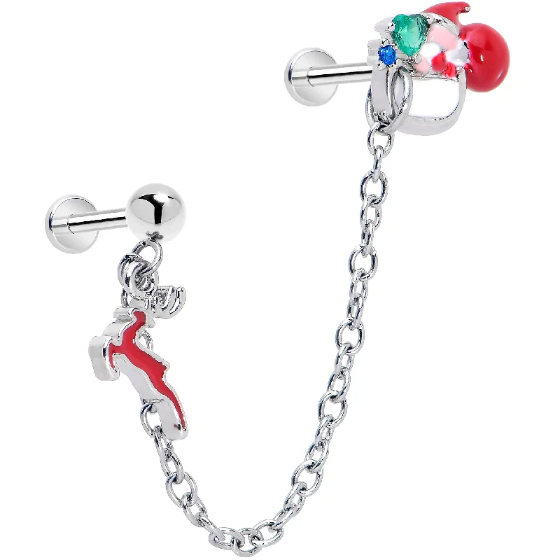 Women's Earrings – Elegant Designs for Every Personality--Christmas Flat Back Earrings - Santa Sleigh and Reindeer Holiday Double Earrings