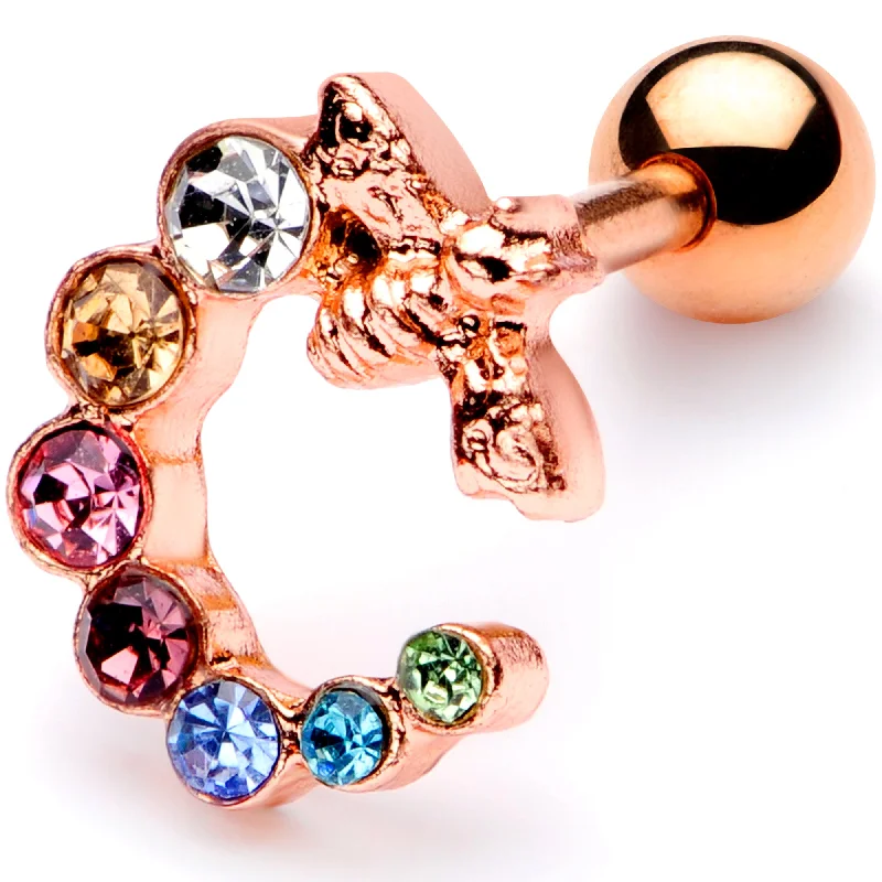 Women's Earrings – Elegant Designs for Every Personality--16 Gauge 1/4 Multicolor Gem Rose Gold Tone Bee Cartilage Tragus Earring Women's Earrings – Elegant Designs for Every Personality--16 Gauge 1/4 Multicolor Gem Rose Gold Tone Bee Cartilage Tragus Earring
