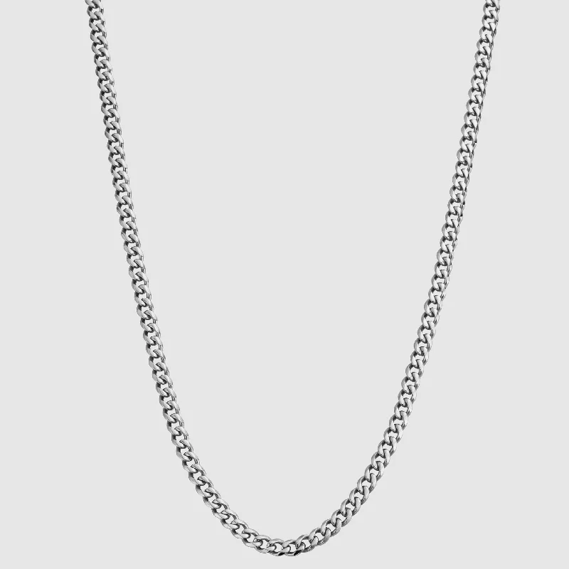 Exclusive Men's Necklaces & Pendants for the Modern Gentleman-Cuban (Silver) 4mm