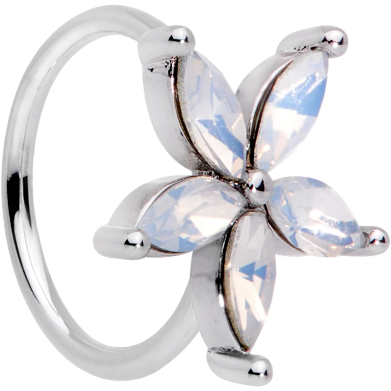 Nose Rings with Delicate Designs -20 Gauge 5/16 Clear Gem Starflower Seamless Circular Ring Nose Rings with Delicate Designs -20 Gauge 5/16 Clear Gem Starflower Seamless Circular Ring