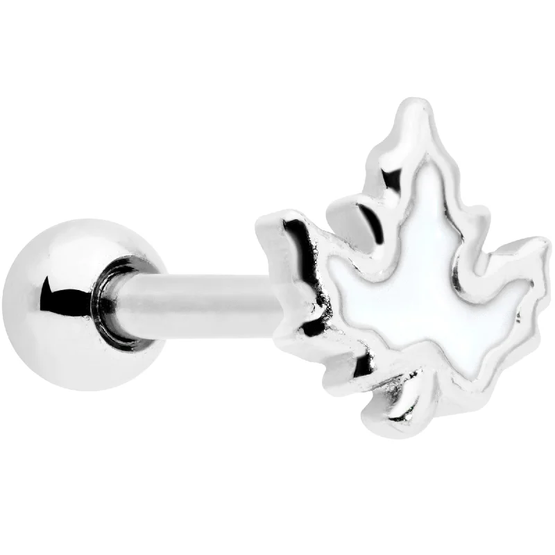 Women's Earrings – Elegant Designs for Every Personality--16 Gauge 1/4 Autumn White Maple Leaf Cartilage Tragus Earring Women's Earrings – Elegant Designs for Every Personality--16 Gauge 1/4 Autumn White Maple Leaf Cartilage Tragus Earring