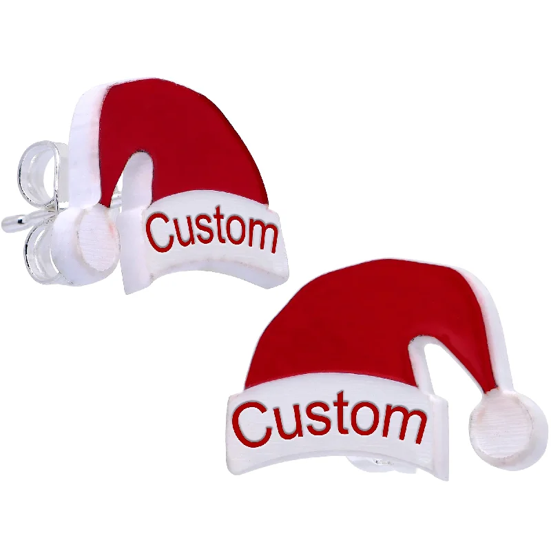 Women's Earrings – Elegant Designs for Every Personality--Custom Santa Hat Personalized Stud Earrings
